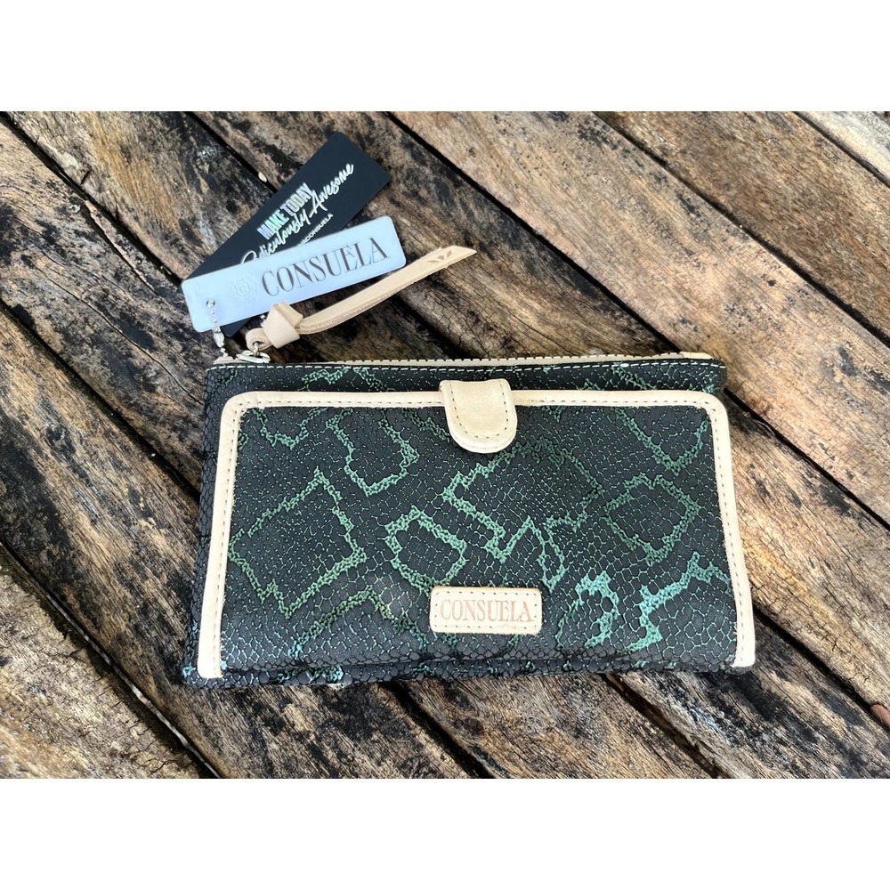 Consuela Black and Green Patterned Wallet